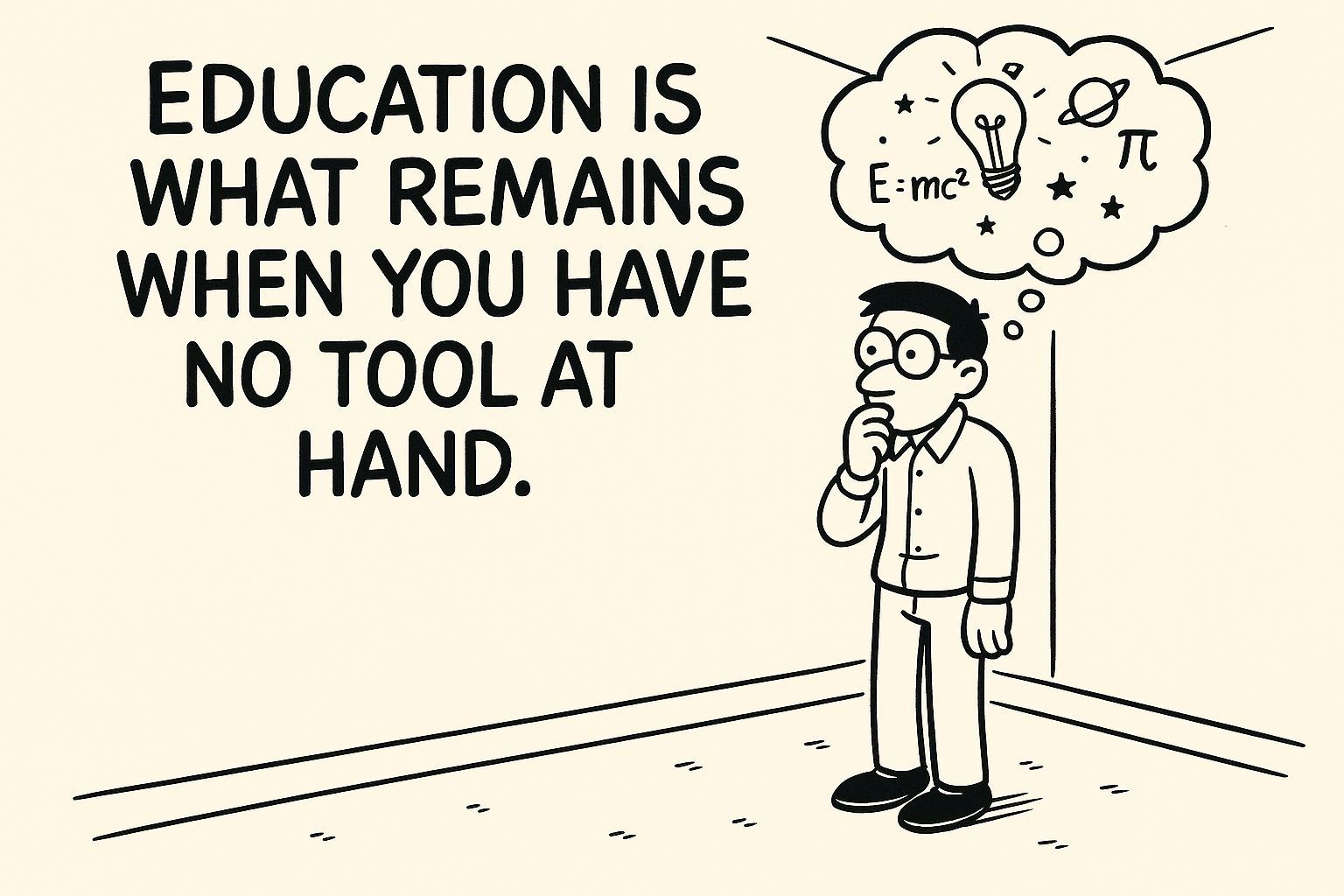 Education is what remains when you have no tool at hand...