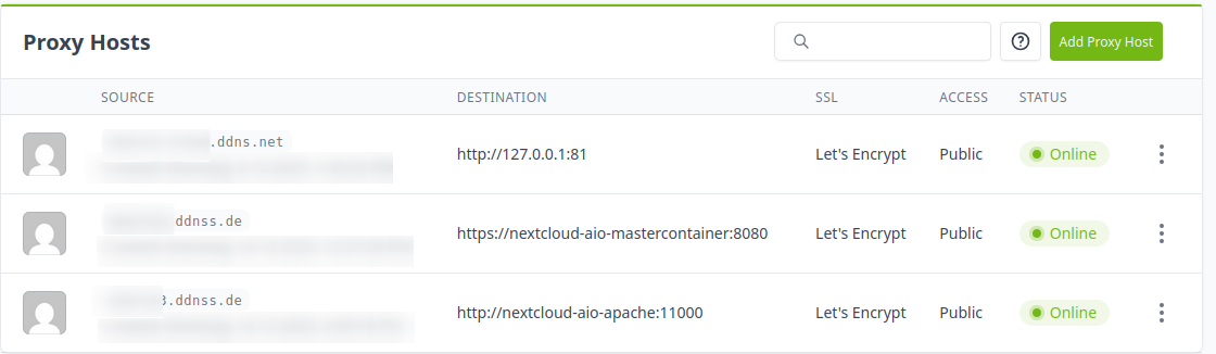 Proxy Hosts nach der Installation in NPM