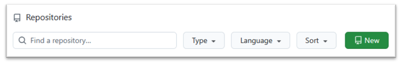 Screenshot of GitHub showing the 'New Repository' button.