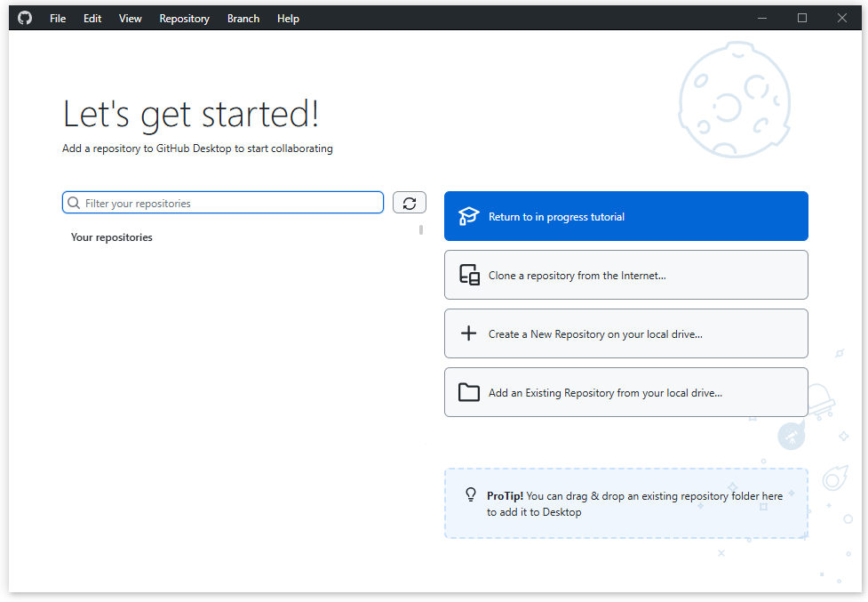 GitHub Desktop main window